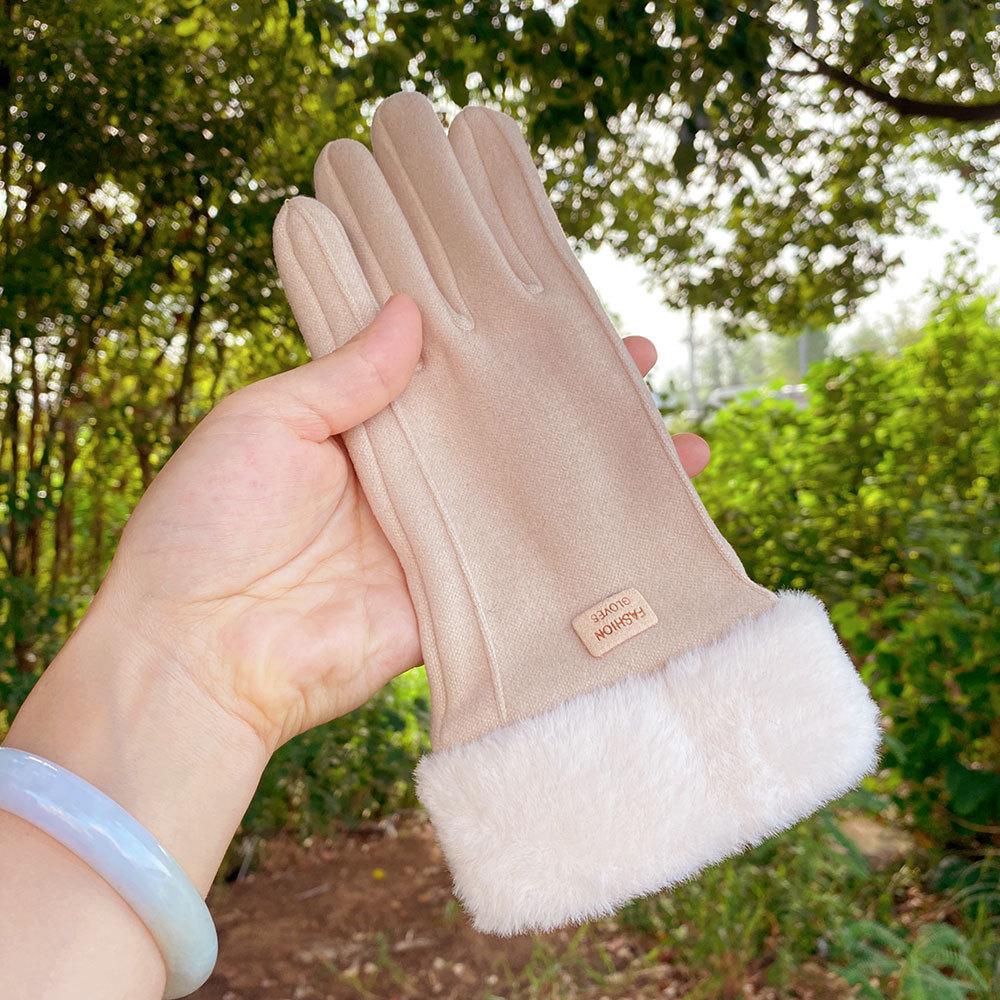 Thermische Wildlederkonfektionshandschuhe Herbst und Winter Touchscreen gefüttert verdickt Outdoor Reithandschuhe