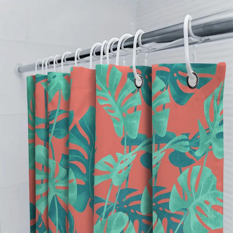 Tropical Rainforest Shower Curtain Botanical Leaf Pattern Nature Green Backdrop Bathroom Decor Waterproof Modern Farmhouse Style