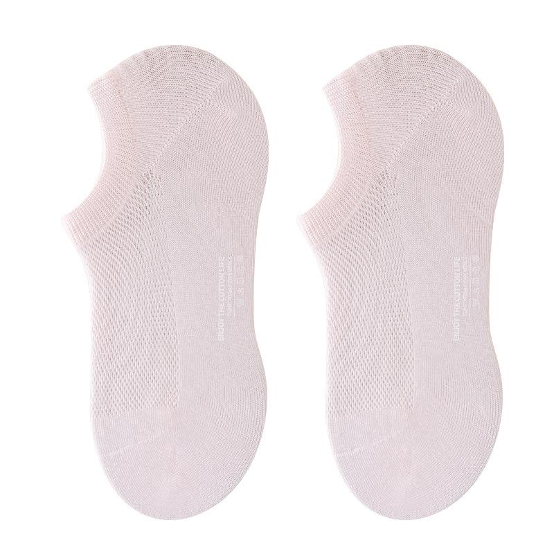 4 Pairs Women's Spring Summer Thin Cotton Socks Breathable Mesh Cotton Ankle Socks Odorless Anti-slip Invisible for Women