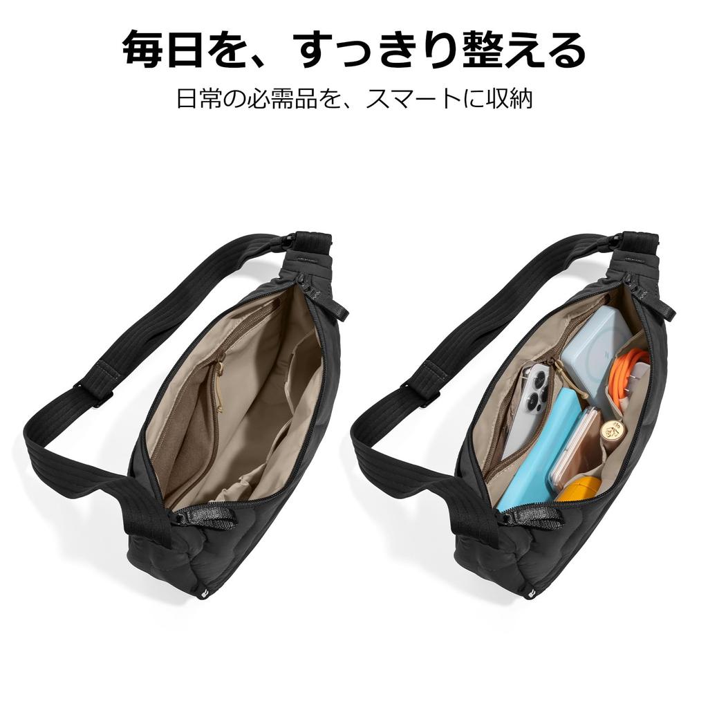 Tomtoc Mini Shoulder Quilted Crescent Round Shoulder Smartphone and Wallet Crossbody Hobo Perfect for and Travel Women's Bag, Lightweight, Small, 3.5L