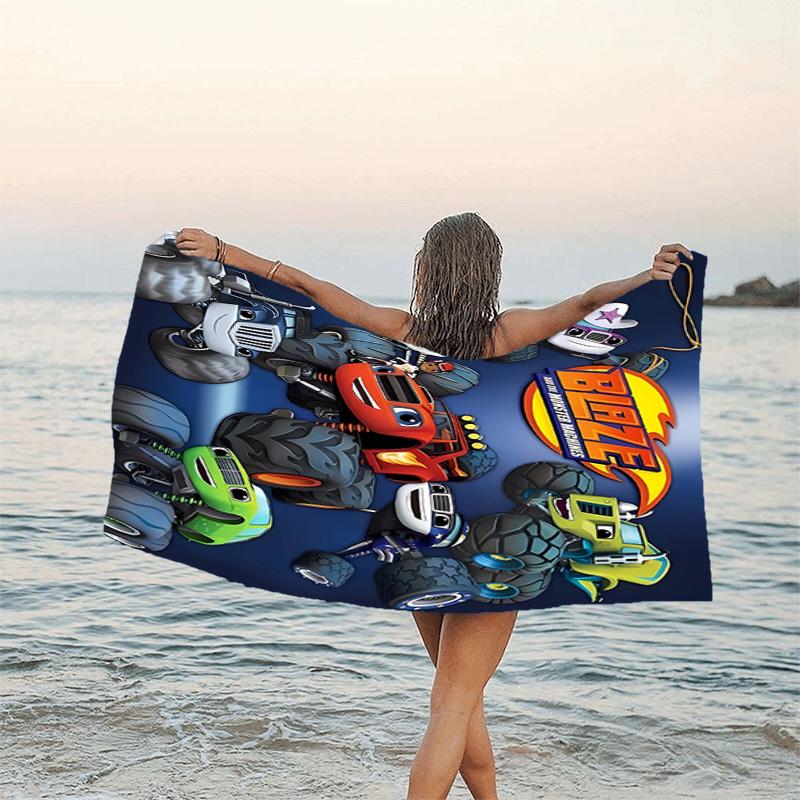 1 Stück Blaze und die Monster-Maschinen (3) Strandtuch, Strand- und Meeresufer-Schwimmbadausstattung, Modisches Muster, Rechteckig, Reiseutensilien