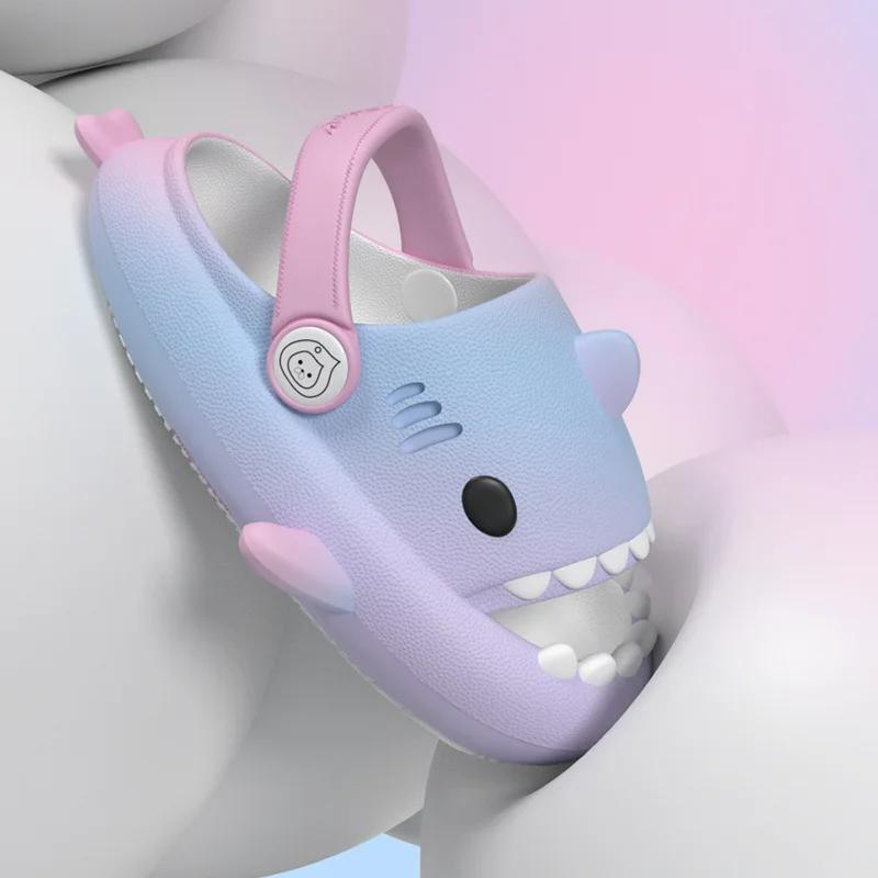 Fashion Crestar Kids Shark Slippers Summer Fashion Children Cute Cartoon Slippers Boys Girls Soft Sandal Outdoor Non-slip Beach Slides