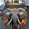 Elephant Mandala Round Area Rug,Carpet Rug for Living Room Bedroom Sofa Playroom Decor,Non-slip Floor Mat