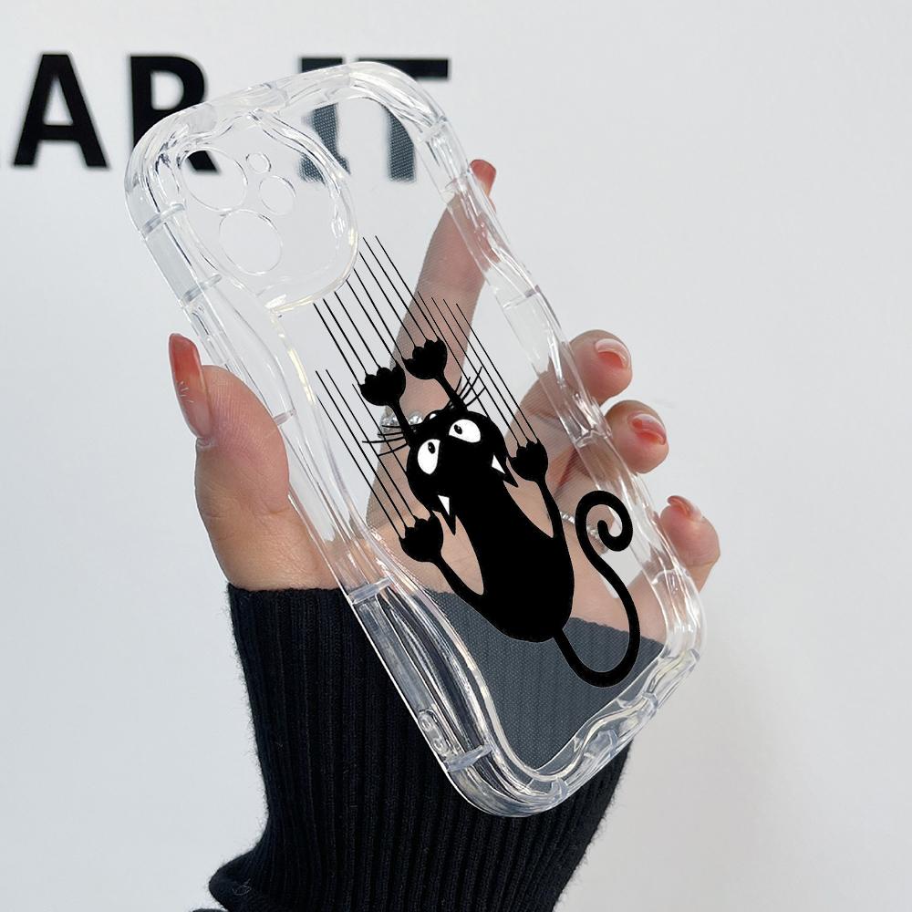 LZ9 мультяшный кот милый художественный дизайн прозрачные мягкие волнистые чехлы — фото 9