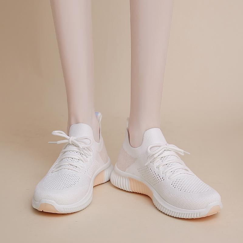 fashion Popular Flying Woven Breathable and Comfortable Women's Sports Casual Running Shoes Luxury Women's Mesh Lace-up Casual Shoes