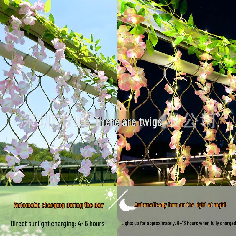 Solar LED Flower Vine String Lights for Outdoor Decor
