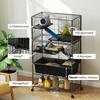 5 Levels Rolling Small Animal Cage with Non Slip Ramps, Slide Out 16cm Deep Tray, 88 X 48 X 150.5cm, Dark Grey