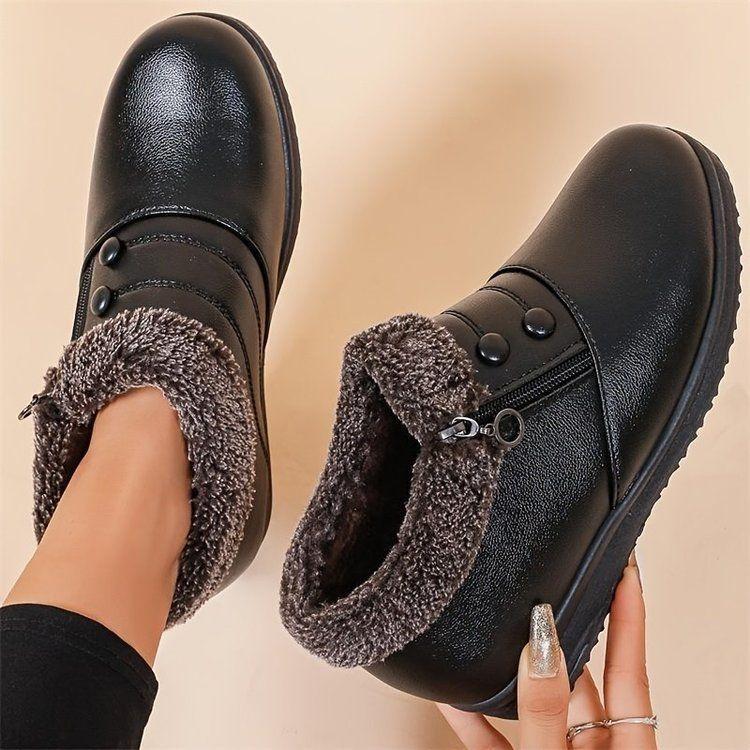 Flat bottom low top cotton shoes women's boots thickened cotton shoes velvet warm fashion boots 2025 winter work non-slip mother shoes