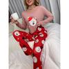 Women Christmas Pyjamas Ladies Homewear Milk Silk Printed Long Sleeve Long Pants Pyjama Suit