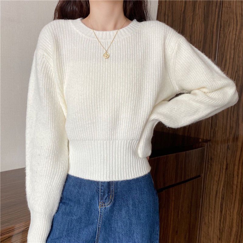 Women's Sweater Spring and Autumn Loose Outer Knitted Sweater Lazy Style Pullover Long Sleeved Knitted Sweater Top