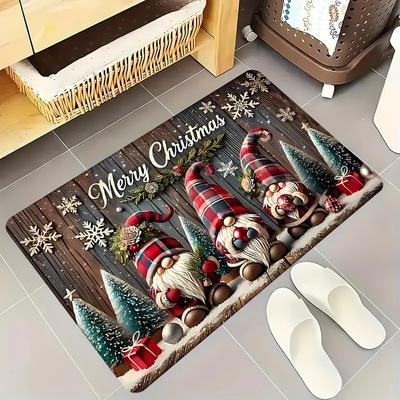 1 Stück Drei Weihnachtsmänner Fußmatten Festliche Fußmatte Wohnzimmerteppich für Schlafzimmer Willkommensmatte Außenmatte Weihnachtsteppich