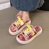 Fashion casual graffiti thick-soled slippers women's summer wear 2025 new niche design stepping on shit beach sandals
