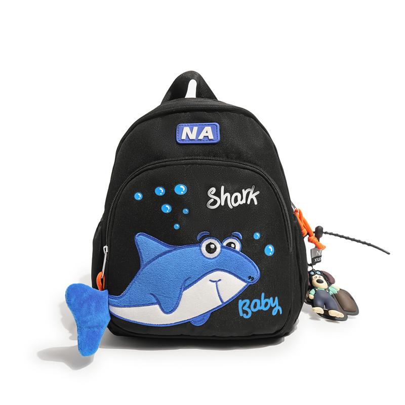 Children s Shark Backpack Lightweight Large Capacity Schoolbag чёрный