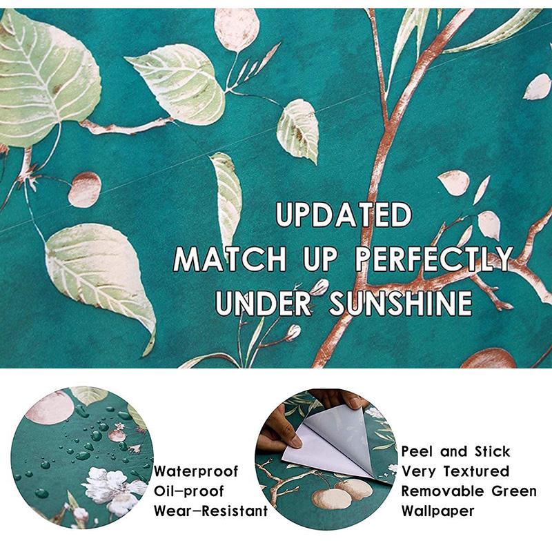 Zelená Květinová Samolepicí Tapeta Vintage Květinové Vinylové Samolepky Květina&Pták Vodotěsná Samolepicí Vložka do Zásuvky Dekorativní