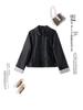 Women's Retro High-End Black Leather Jacket with Spliced Cuffs - Spring 2025 Collection (YB8859)