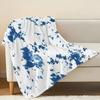 Blue & White Tie-Dye Flannel Blanket – Soft, Cozy, Skin-Friendly, Warm, Perfect for Home, Dorm, Christmas & Halloween