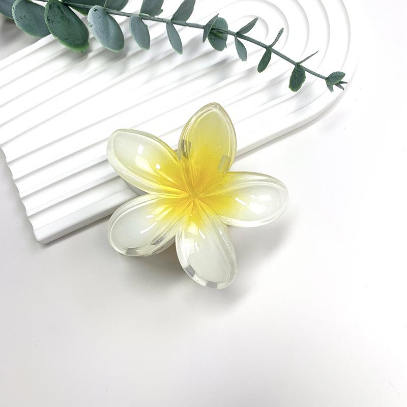 Retro Colorful Frangipani Flower Hair Claw Clip for Women