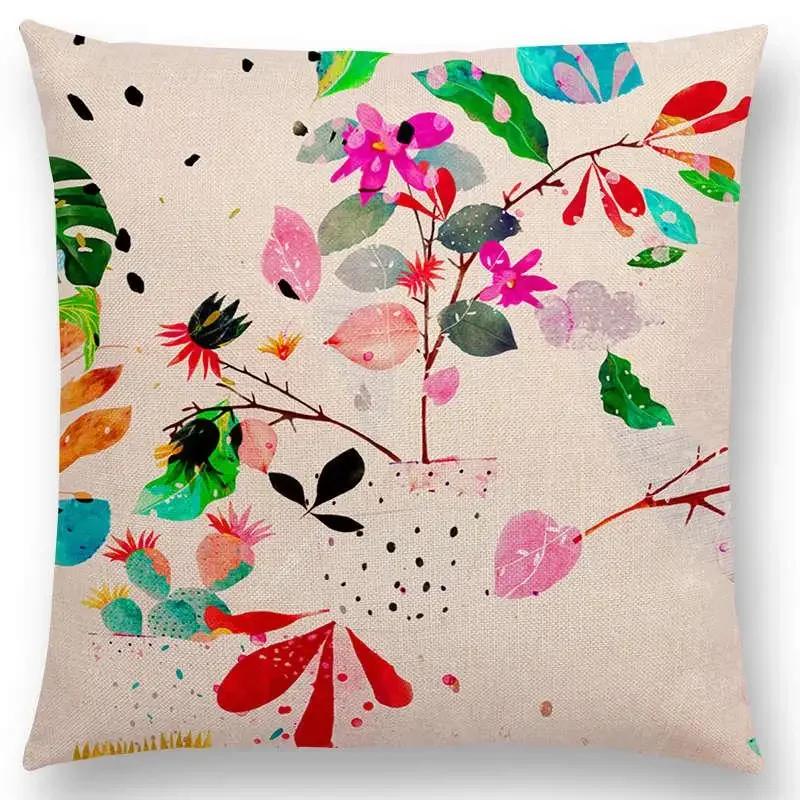 Norrsken Häst Blommor Blad Soffa Kasta Kudde Fodral Träd Blommig Trädgård Magisk Dröm Fantasi Natt Räv Rådjur Enhörning Kuddfodral