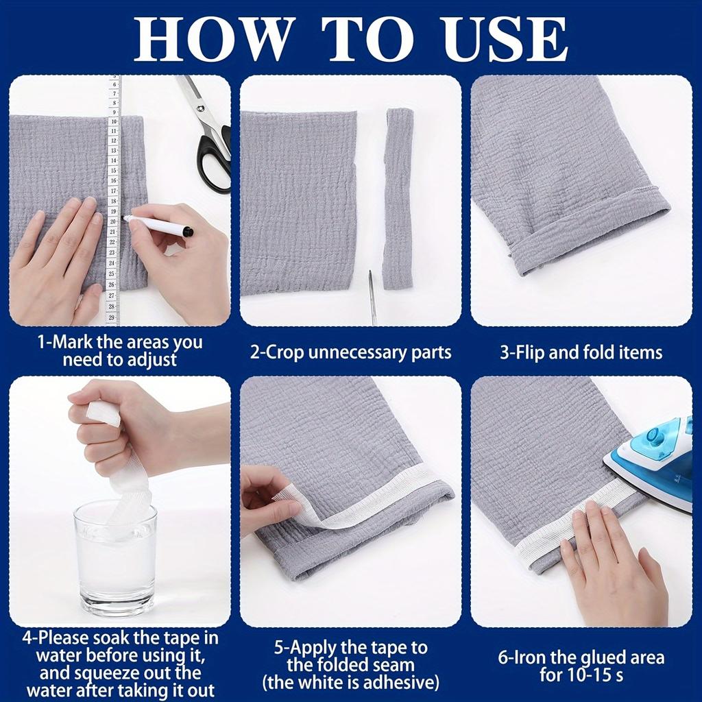 1/5PCS Self-Adhesive Fabric Hem Tape Patches – No-Sew Instant Hemming for Pants, Jeans & Trousers | Multi-Color