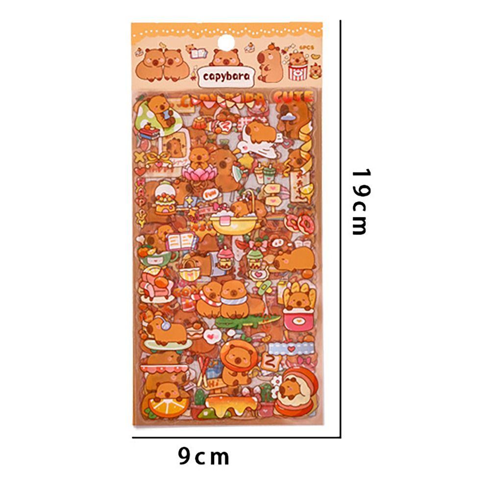 6PCS CAPYBARA Cartoon Stickers Waterproof Self-adhesive Diary Journal Sticker DIY Label Sticker for Laptop Guitar Scrapbook