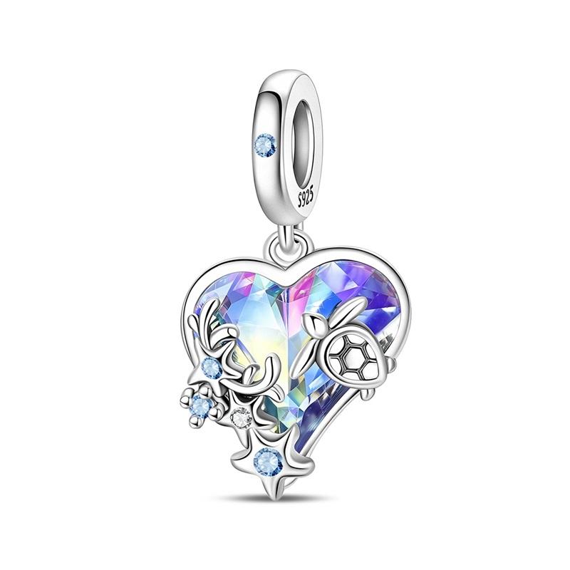 925 Silver Luminous Blue Ocean Series Octopus Starfish Charms Beads For Women Fit Bracelet DIY Jewelry Gifts