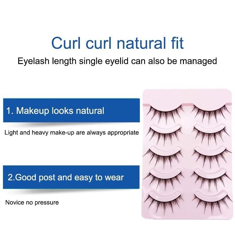 5 Pairs Natural 3D Dense False Eyelashes Soft Transparent Core Fake Handmade Eye Lashes