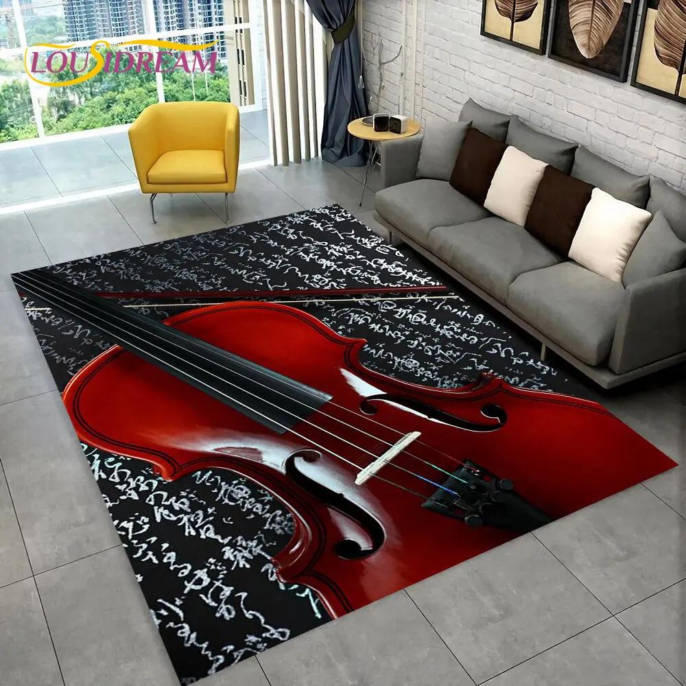 Classical Violin Instrument Music Area Rug,Carpet for Home Living Room Bedroom Sofa Doormat Kitchen Decor,kid Non-slip Floor Mat