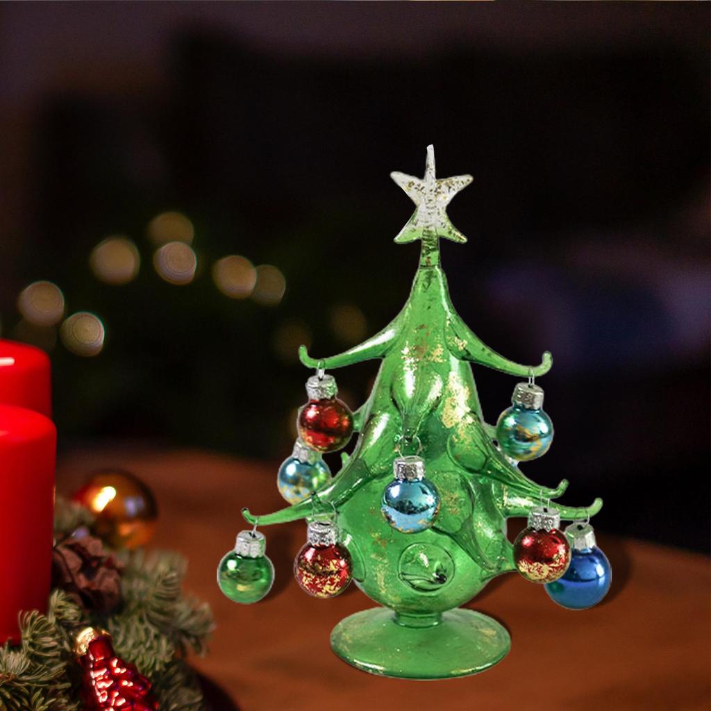 Glass Christmas Tree Decoration Handicraft for Tabletop Party Collectible