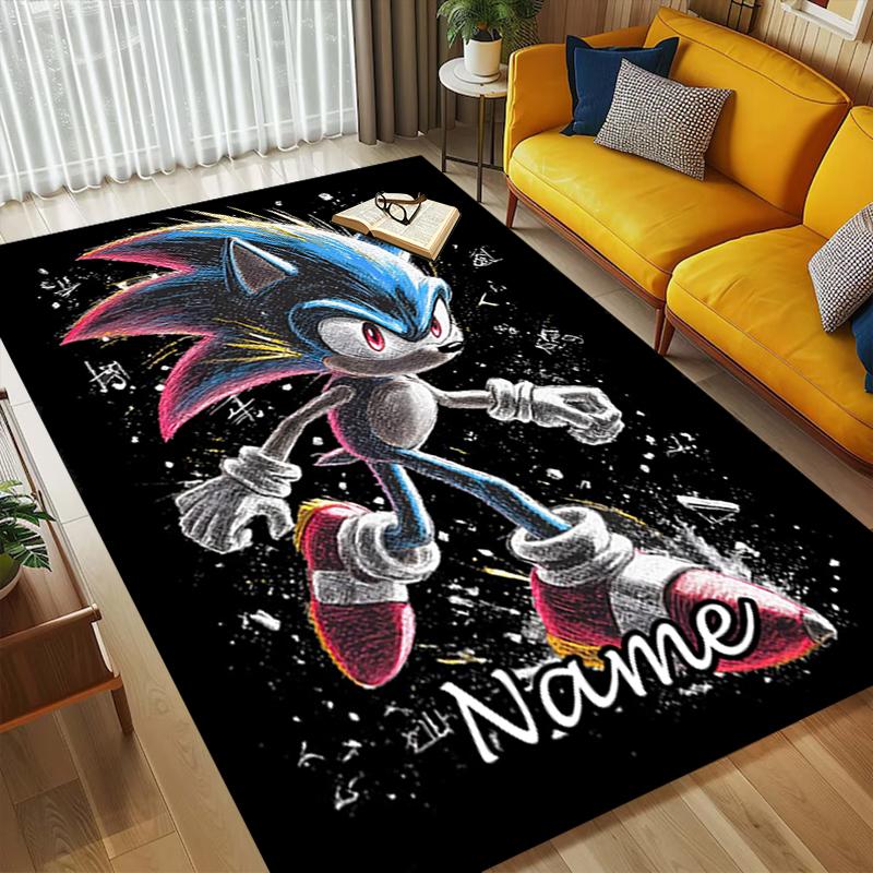 Personalized Name Shadow Sonic Living Room Non-Slip Area Rug Soft Carpet for Bedroom Playroom Sofa Office Home Decor Doormat