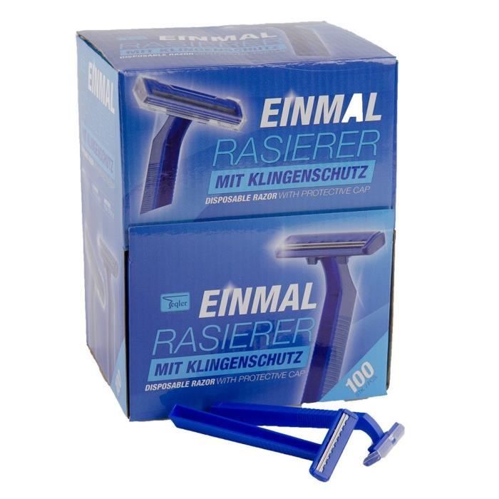 Teqler Rasoir jetable rase chaque longueur de poil délicatement, sûrement et sans irritations, bleu (pack de 100) - T-370650