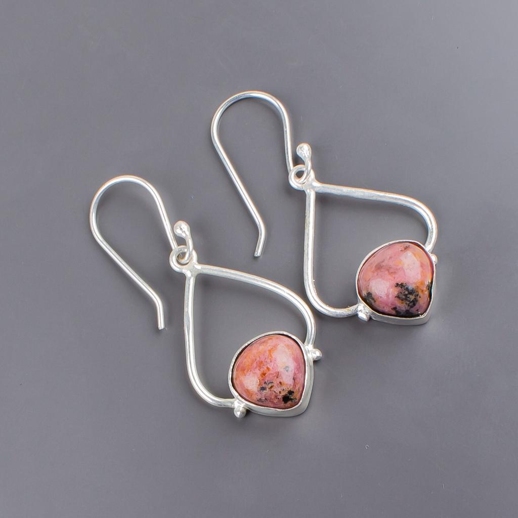 Black Rhodonite Gemstone 925 Sterling Silve Stylish Jewelry Earrings For Gift EE-33-32