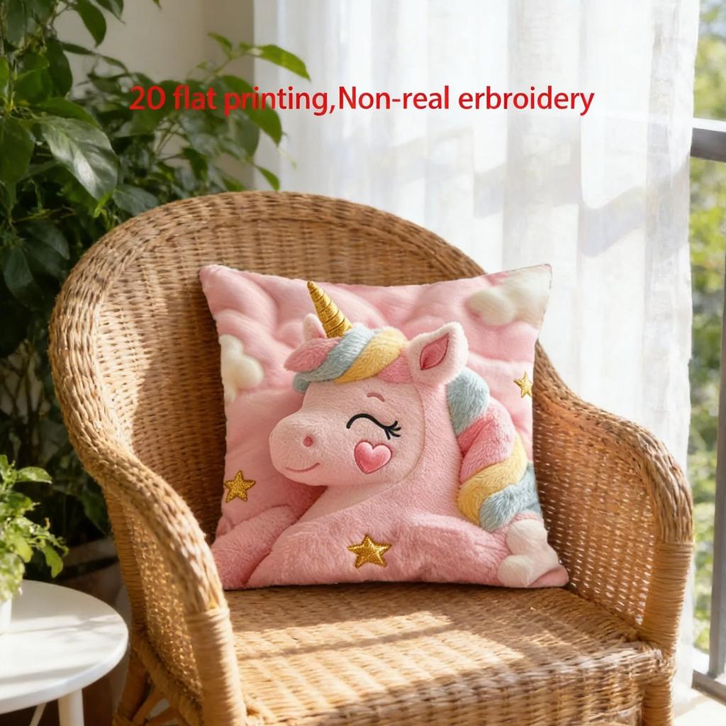1 Stück Süße Einhorn Rosa Kissenbezug Beidseitig Waschmaschinenfest Kissenhülle Für Wohnzimmer Sofa Schlafzimmer Dekor