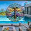 Hanging Wind Chime with Colorful Dragonfly Pattern 2D Kinetic Metal Art for Outdoor Courtyard Balcony Garden Decor