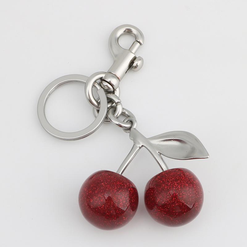 Women s Cute Red Crystal Cherry Keychain & Bag Pendant