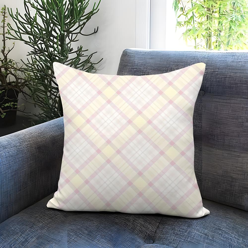 Simple Checkered Pattern Cushion Cover Comfortable Reversible Pillow Cover Ideal For Car Sofa Bedroom & Beyond