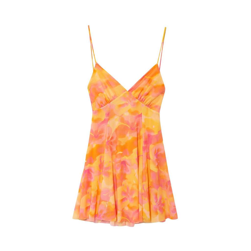 2025 European & American V-Neck Silk Print Sundress