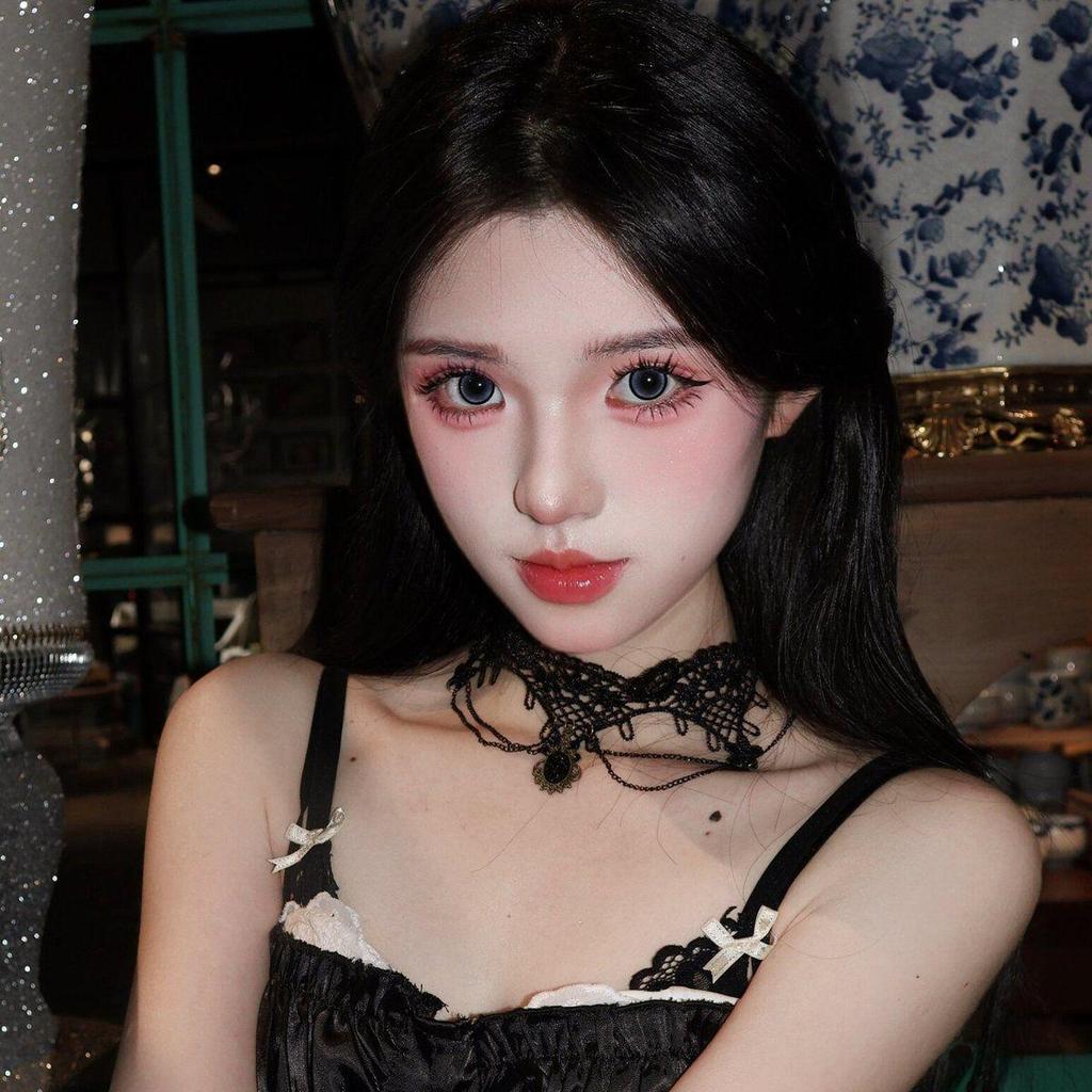 Retro Witch Princess Black Lace Tassel Flower Choker Necklace