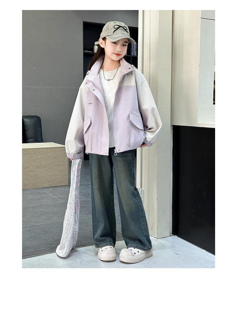 Girls' 2025 Autumn Casual Branded Windbreaker Jacket