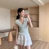 Summer gentle wind V-neck lace-up bow sleeveless top women's new sweet and hot girl versatile niche T-shirt tide