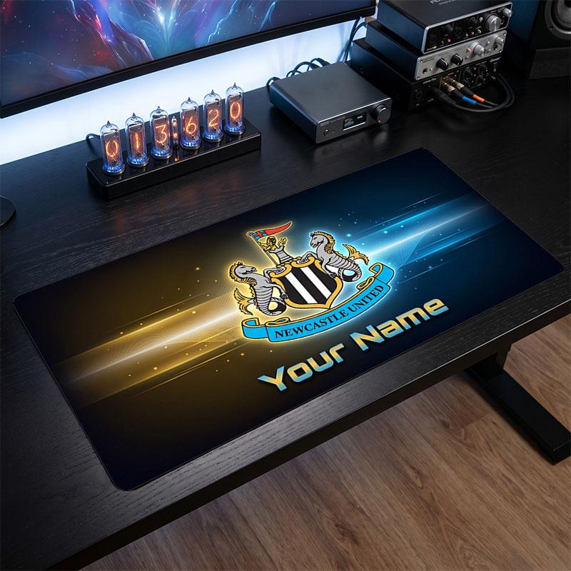 Newcastle United FC Custom Large Mouse Pad, Personalized Name Text Print, Football Logo Non‑Slip Desk Mat Gaming Gift