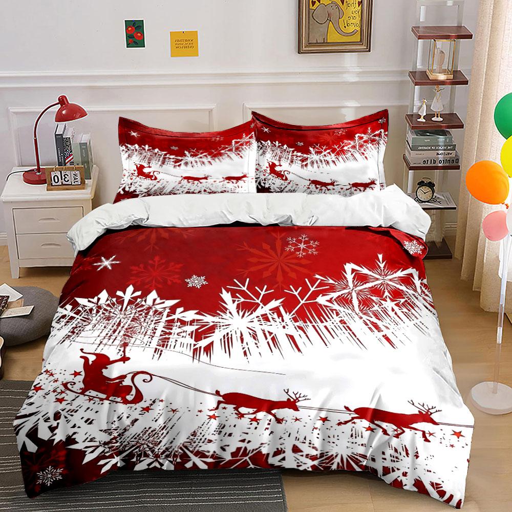 Christmas Santa Sleigh Bedding Set Bedding Duvet Cover Set Duvet Cover Pillowcases (1 * Duvet Cover 2 * Pillowcases, without duvet insert)