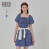 Rochie de damă cu imprimeu floral, cu gât pătrat și croială A