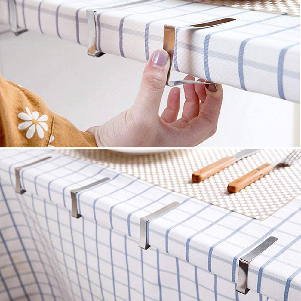 4-12pc Stainless Steel Tablecloth Clamps Table Cloth Clips Holder for Party Wedding Promenade Picnic Table Cover Clamps Decor