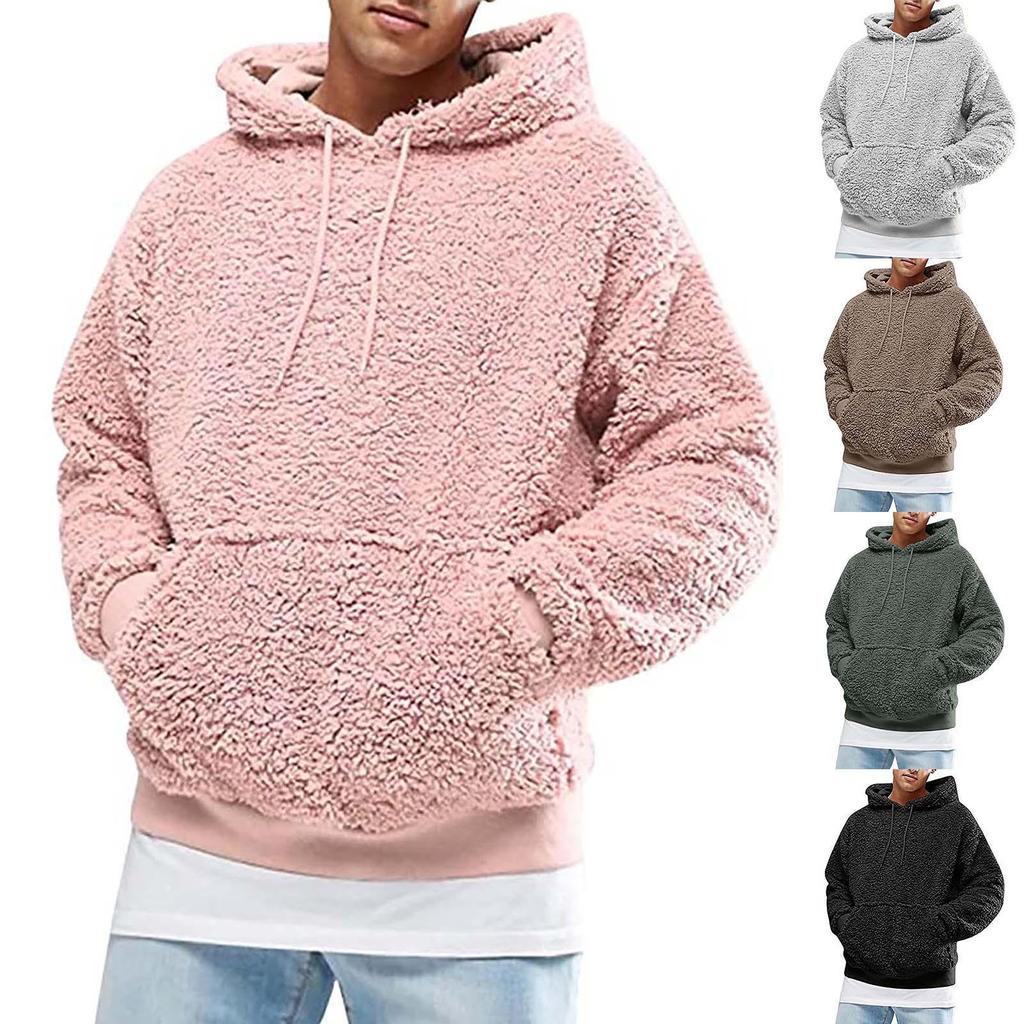 Męska bluza z kapturem z długim rękawem Bluza z pluszową bluzą z kapturem