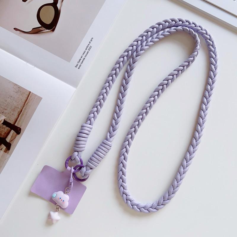 Woven Fashion Cartoon Pendant Mobile Phone Lanyard with Clip - Sturdy Anti-Lost Crossbody Chain