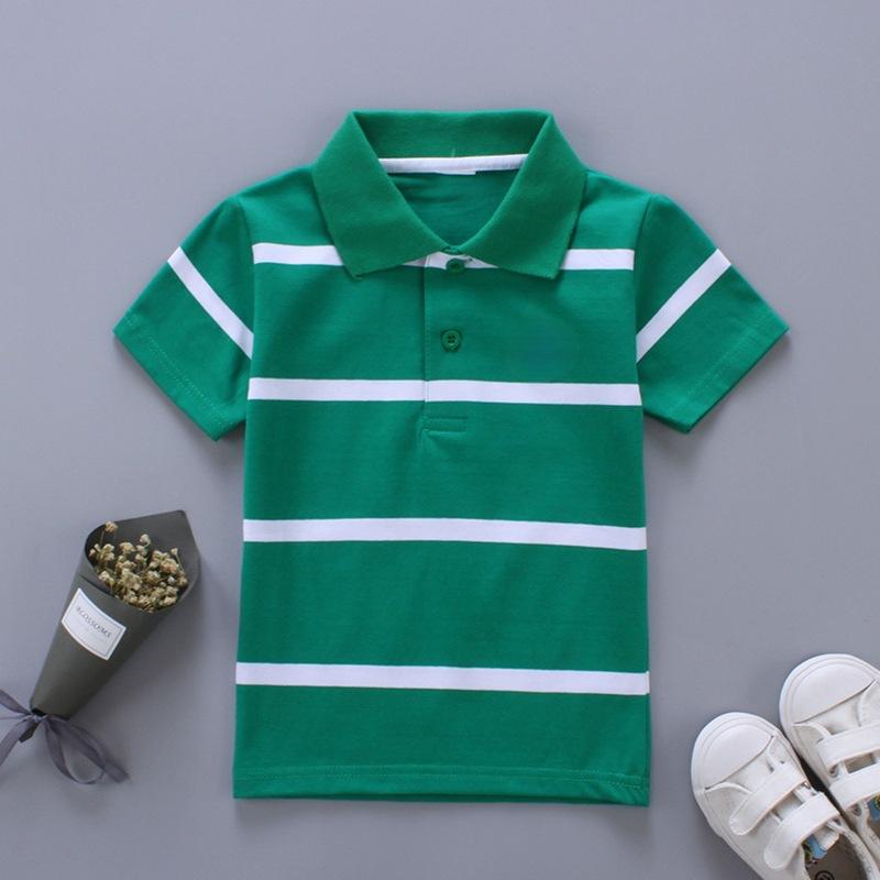 Summer Children's Clothing Boys and Girls Short Sleeve Striped Embroidered T-Shirt Children's Summer Top Baby Clothes