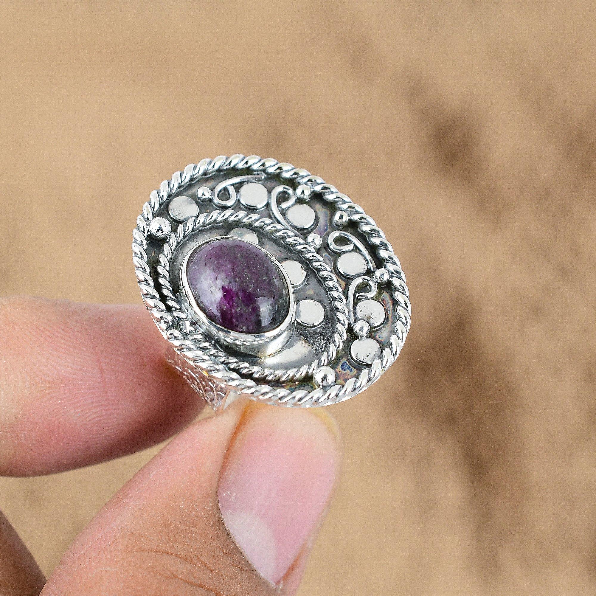 

Oval Ruby Zoisite Gemstone Promise Wife Statement Boho New Ring Sterling Silver Yes