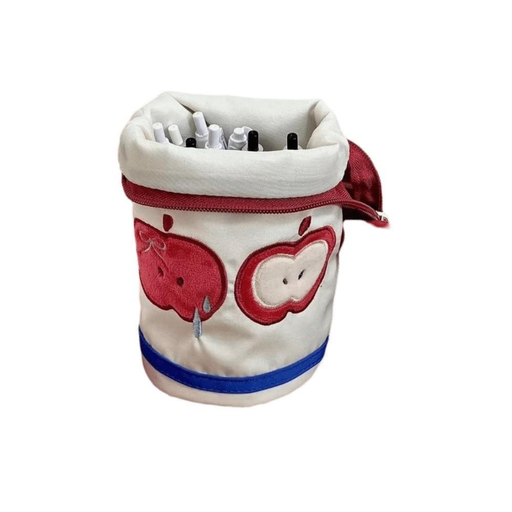 

Настольное хранение Мультяшный кот Сумка для канцелярских принадлежностей Форма стакана для воды Тканевый пенал Студент красный