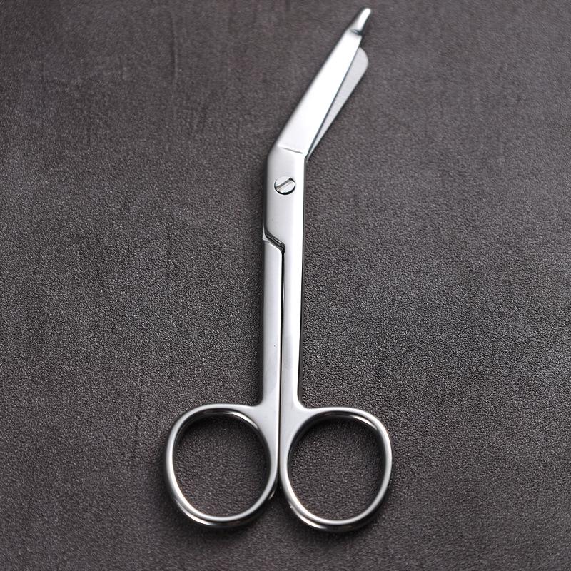 All-Steel Round Head Serrated Gauze Scissors for Bandages, Yarn, Fishing Line, Plaster, and Suture Removal.