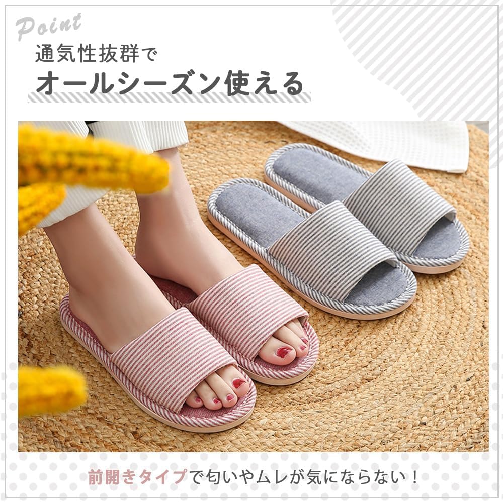AZNABLE Indoor Washable Slippers Set for Stylish Set of 4 Pairs for Men and 2 Pairs for Guests, Open-Front Design, (2 Women)